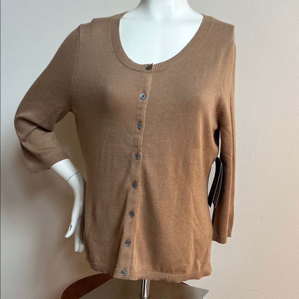 Victor Alfaro Tan Button-Down Cardigan in silk cashmere blend NWT